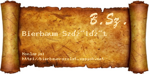 Bierbaum Szólát névjegykártya